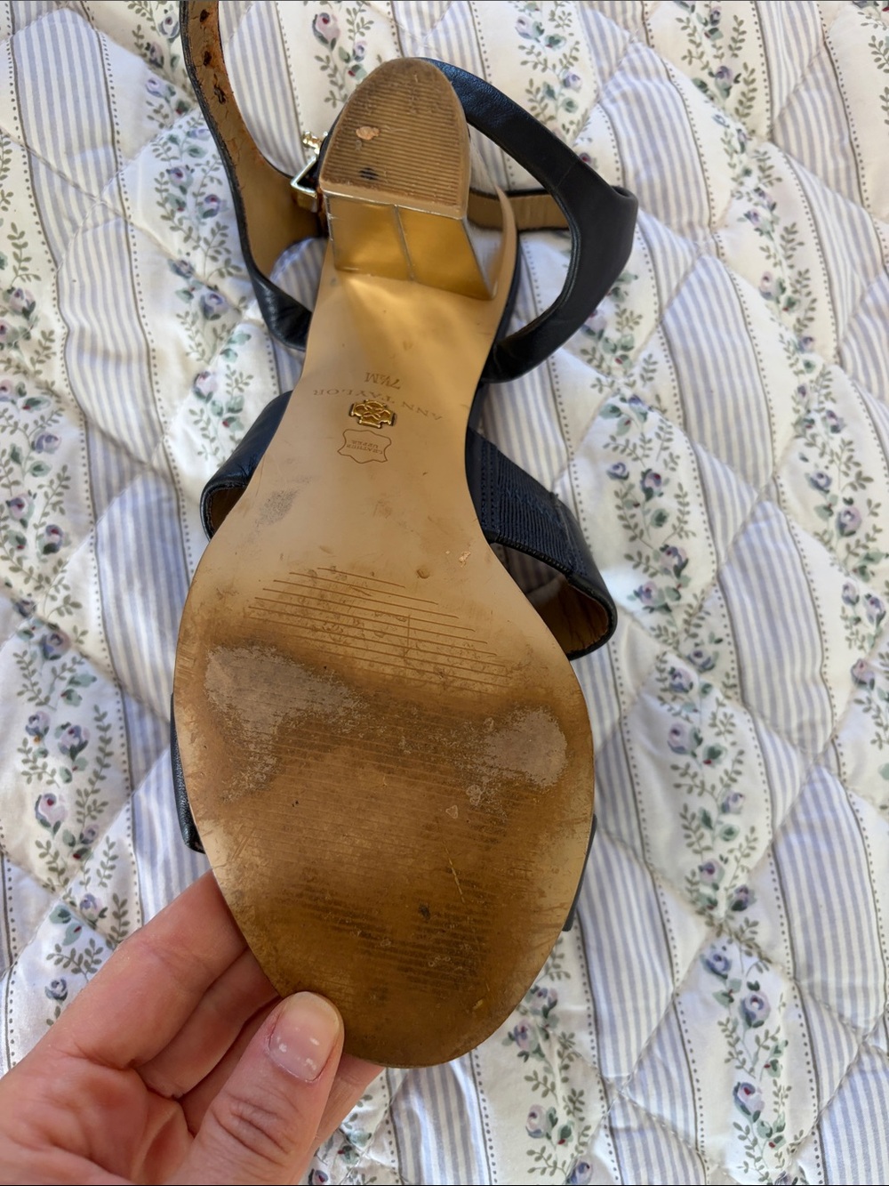 Ann Taylor navy Leather Strappy Block Heels - Picture 13 of 13